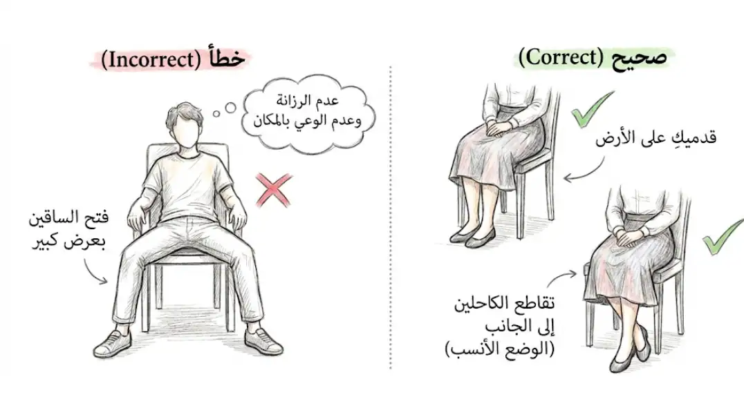 صورة توضيحية لوضعية الجلوس الصحيحة